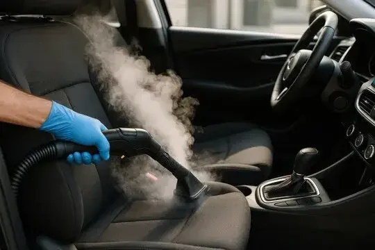 Limpieza a vapor del interior del coche